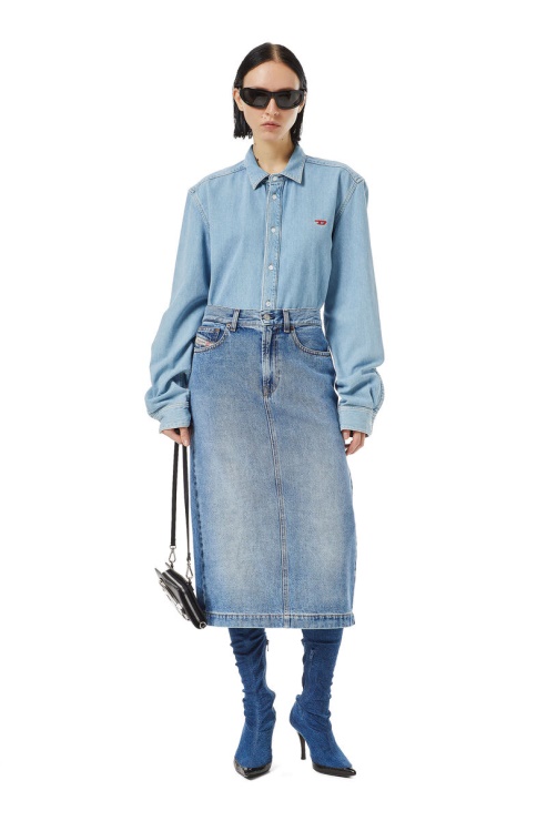 Jupe Crayon Diesel De-ronny Bleu Moyen