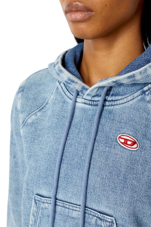 D-angy Track Diesel - Sweat à Capuche En Denim Bleu Clair