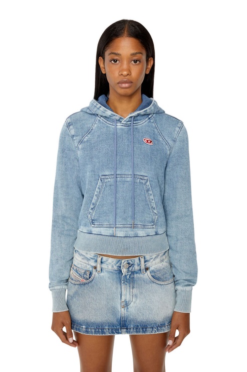 Diesel D-angy Track Denim Hoodie Mode Bleu Clair