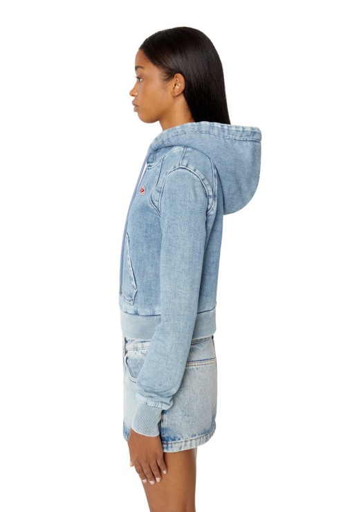 Diesel D-angy Track Denim Hoodie Mode Bleu Clair
