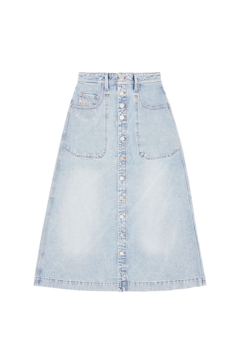 Diesel De-albus-l Jupe Longue Trapèze Bleu Clair
