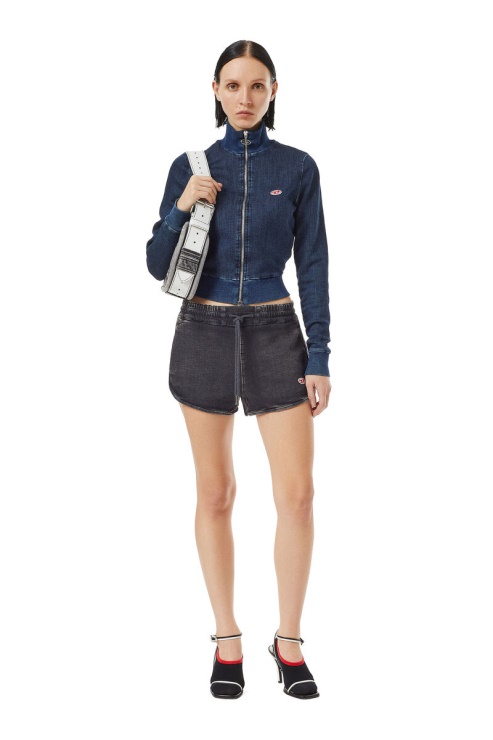 Diesel D-sunny Track Denim Short De Course Noir/gris Foncé