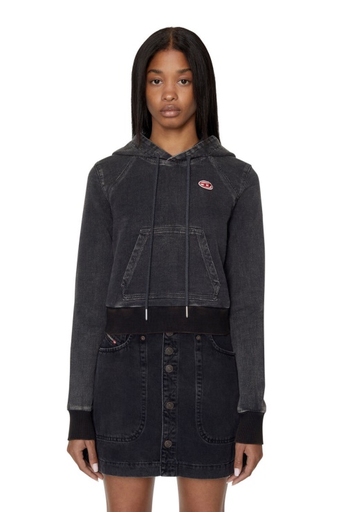 Diesel D-angy Track Denim Sweat à Capuche Noir/gris Foncé