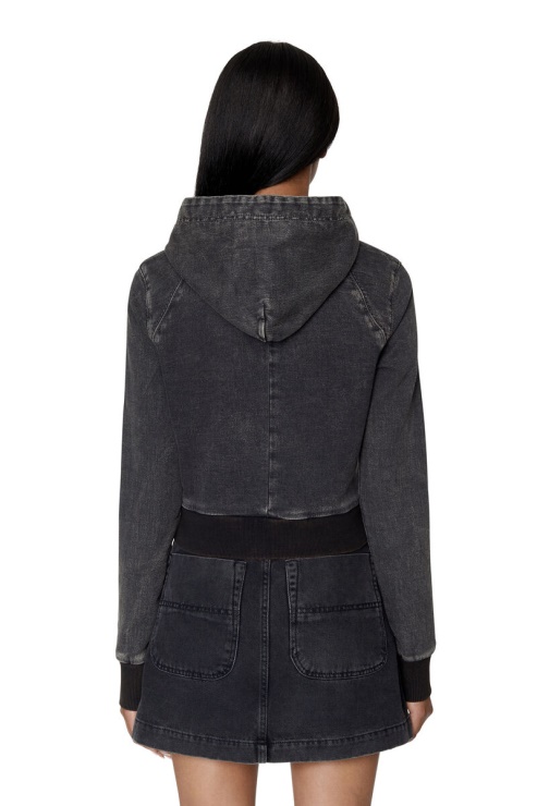 Diesel D-angy Track Denim Sweat à Capuche Noir/gris Foncé