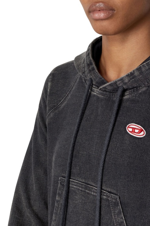 Diesel D-angy Track Denim Sweat à Capuche Noir/gris Foncé