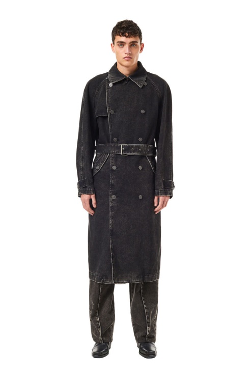 Diesel D-delirious Trench Croisé Noir/gris Foncé