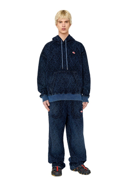 D-um-rib Track Denim Sweat à Capuche Diesel Bleu Foncé