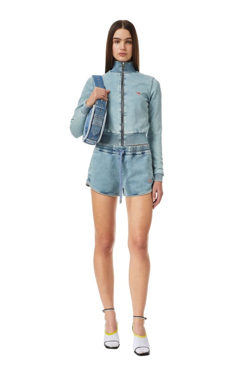 Diesel D-sunny Track Denim Short De Course Bleu Clair