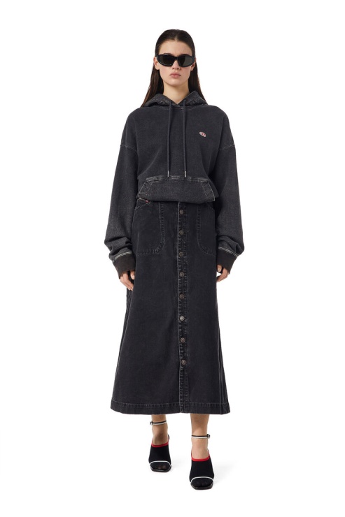 De-albus-l Jupe Longue A-line Diesel En Noir/gris Foncé