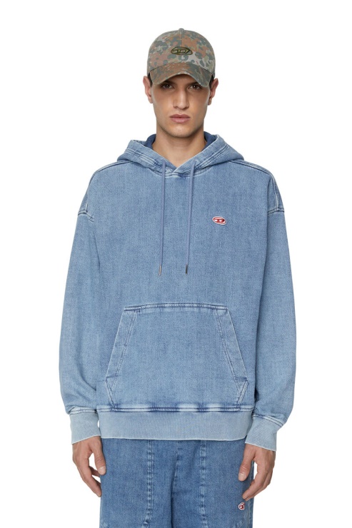 Diesel Sweat à Capuche En Denim Bleu Clair Mode D-um-rib Track