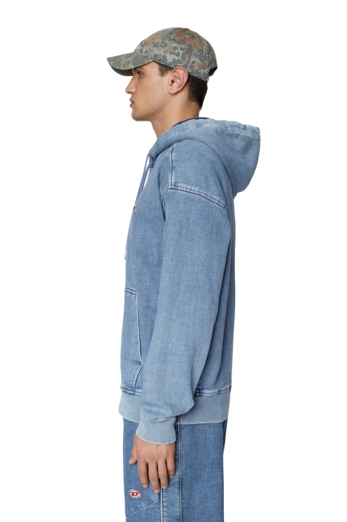Diesel Sweat à Capuche En Denim Bleu Clair Mode D-um-rib Track