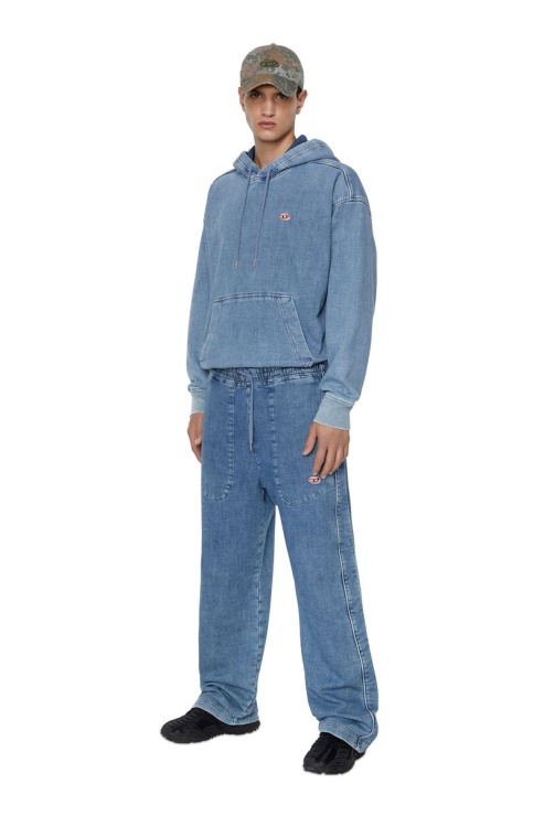Diesel Fashion Bleu Clair D-um-rib Track Sweat à Capuche En Denim