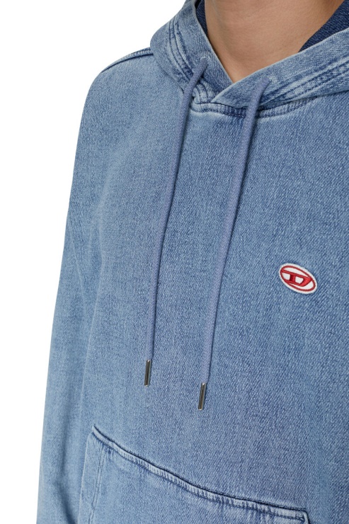 Diesel Fashion Bleu Clair D-um-rib Track Sweat à Capuche En Denim