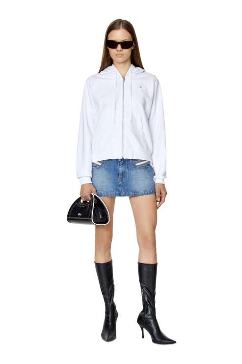 F-reggy-hood-zip-microdiv Diesel Blanc