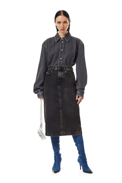 Jupe Crayon Diesel De-ronny Noir/gris Foncé