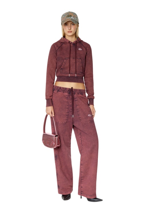 Sweat à Capuche Diesel D-angy Track En Denim Rouge