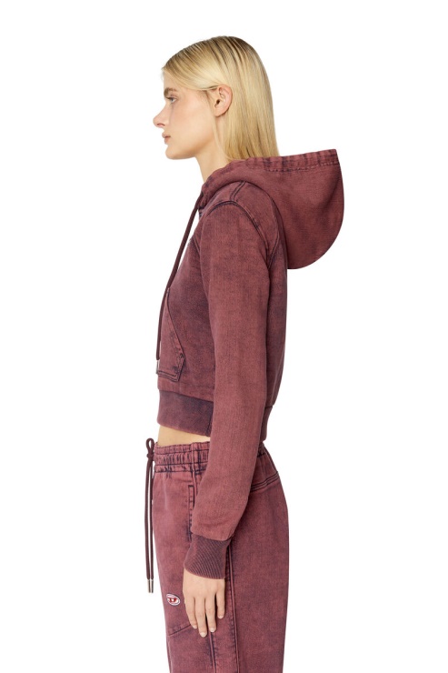 Sweat à Capuche Diesel D-angy Track En Denim Rouge