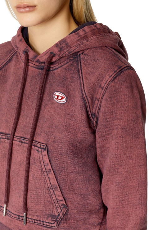 Sweat à Capuche Diesel D-angy Track En Denim Rouge