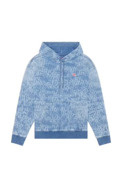 Diesel Sweat à Capuche En Denim Bleu Clair à Côtes D-um