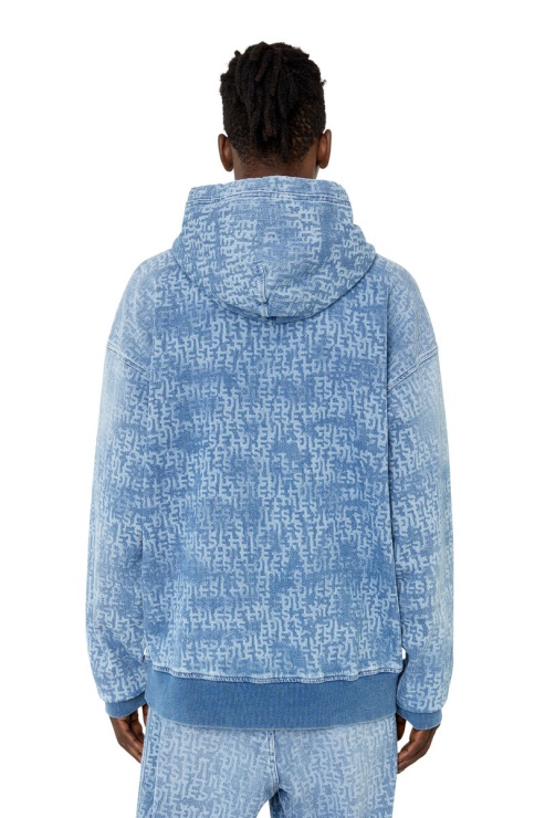 Diesel D-um-rib Track Denim Sweat à Capuche Bleu Clair