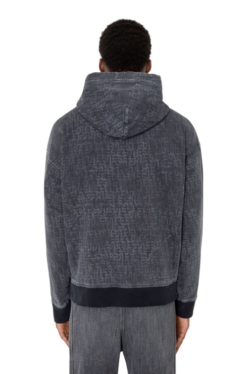 Diesel - Sweat à Capuche En Denim Côtelé D-um - Noir