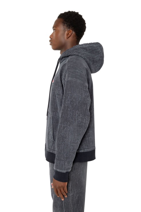 Diesel - Sweat à Capuche En Denim Côtelé D-um - Noir