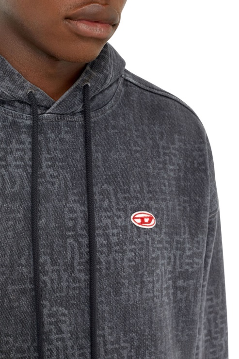 Diesel - Sweat à Capuche En Denim Côtelé D-um - Noir