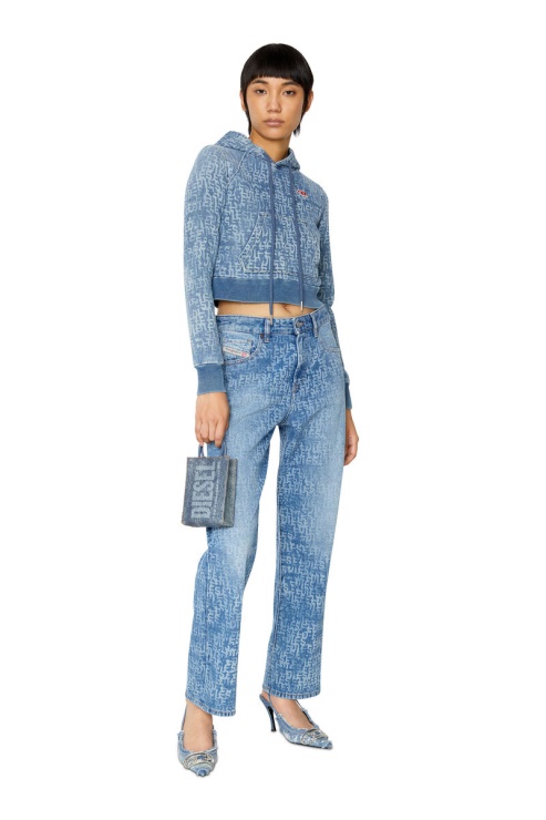 Diesel Sweat à Capuche En Denim Bleu Clair D-angy Track