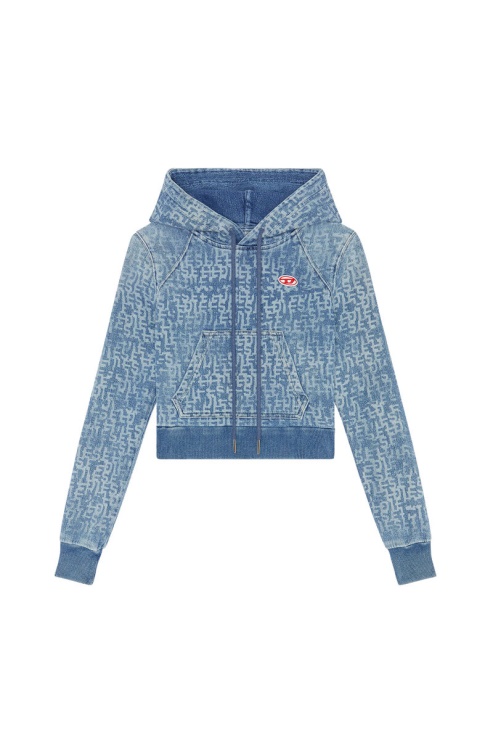 Diesel Sweat à Capuche En Denim Bleu Clair D-angy Track