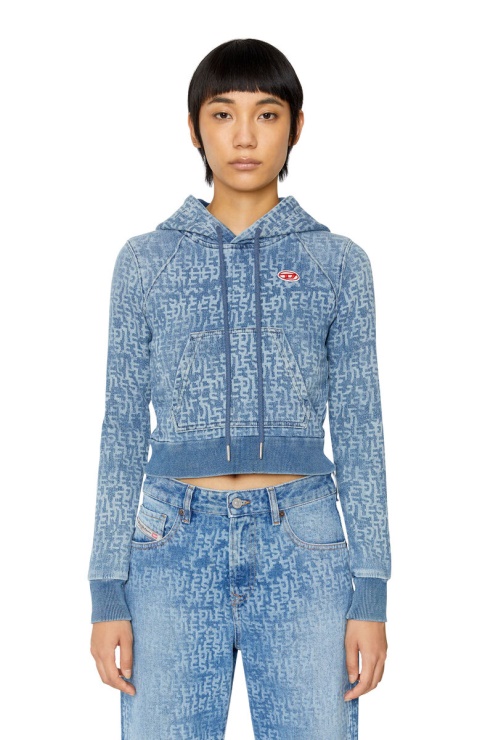 Diesel Sweat à Capuche En Denim Bleu Clair D-angy Track