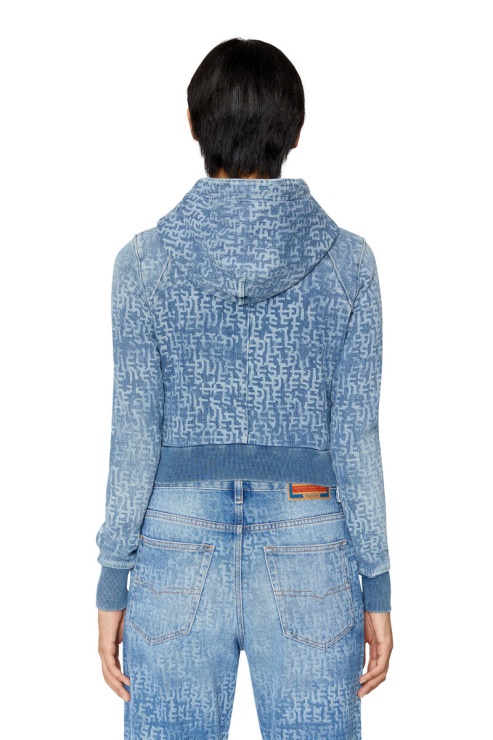 Diesel Sweat à Capuche En Denim Bleu Clair D-angy Track