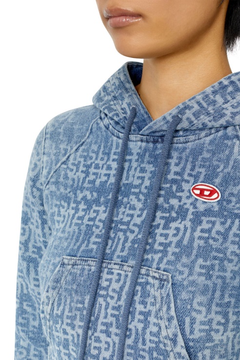 Diesel Sweat à Capuche En Denim Bleu Clair D-angy Track