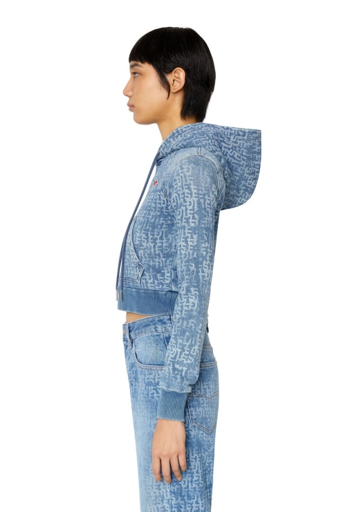 Diesel D-angy Track Denim Sweat à Capuche Bleu Clair