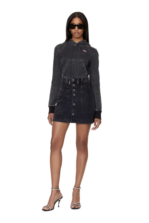 Jupe Trapèze Diesel De-albus Noir/gris Foncé