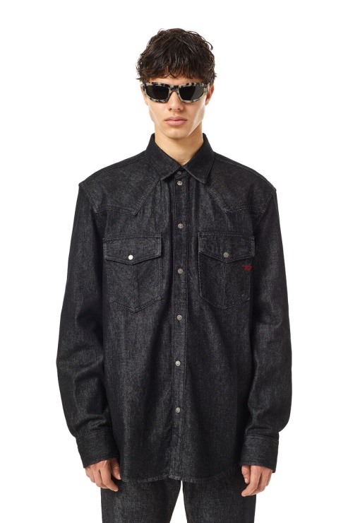 Chemise Western Diesel D-ocean En Noir/gris Foncé