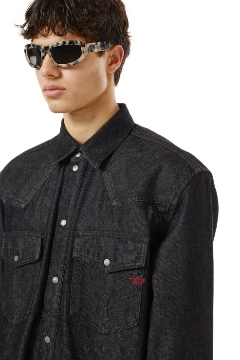Chemise Western Diesel D-ocean En Noir/gris Foncé