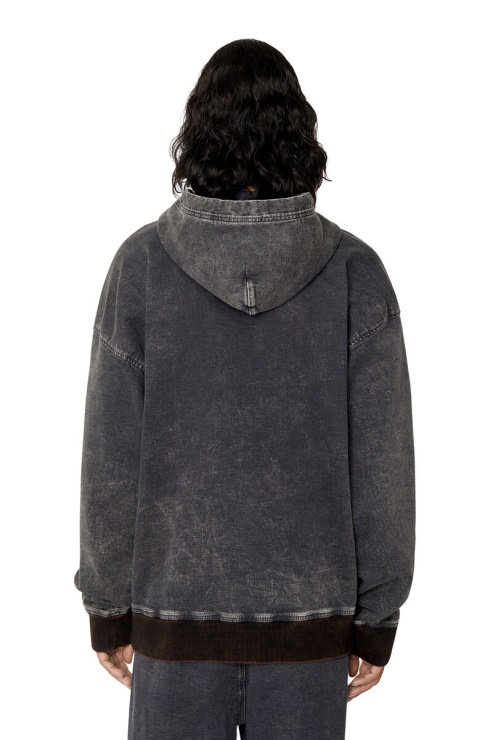 Sweat à Capuche En Jean Noir/gris Foncé D-um-rib Track Diesel