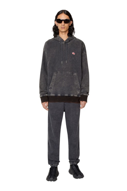 Diesel D-um-rib Track Denim Sweat à Capuche Noir/gris Foncé