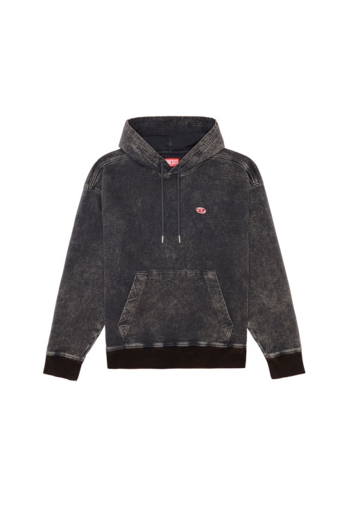 Diesel D-um-rib Track Denim Sweat à Capuche Noir/gris Foncé