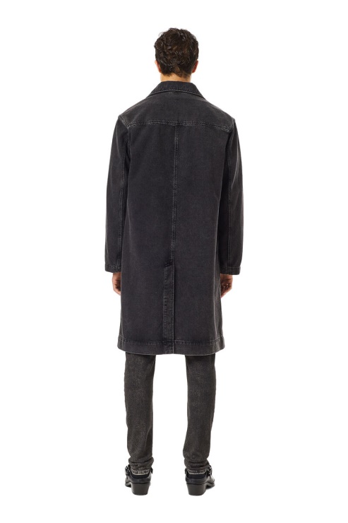 D-roku-long Car Coat Diesel En Noir/gris Foncé