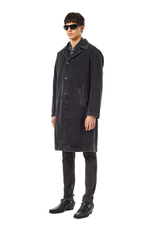 D-roku-long Car Coat Diesel En Noir/gris Foncé
