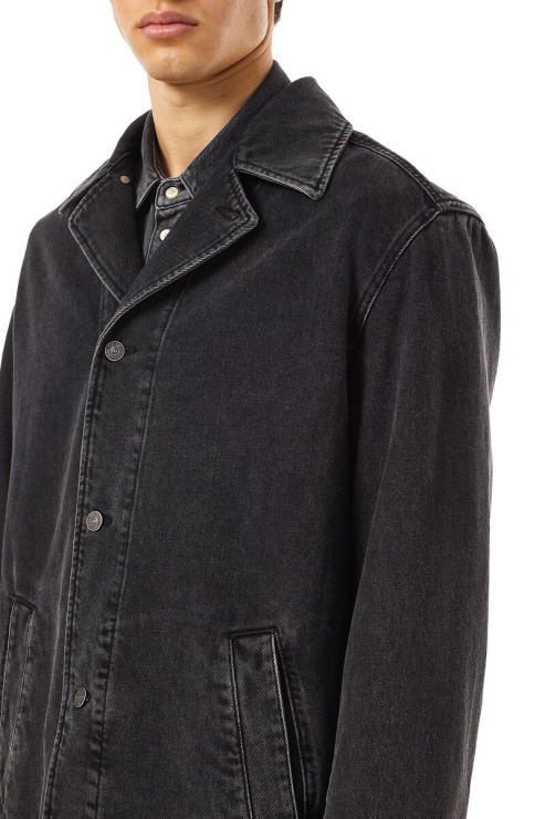 D-roku-long Car Coat Diesel En Noir/gris Foncé
