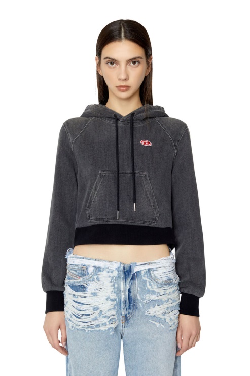 Sweat à Capuche En Denim Noir D-angy Track Diesel