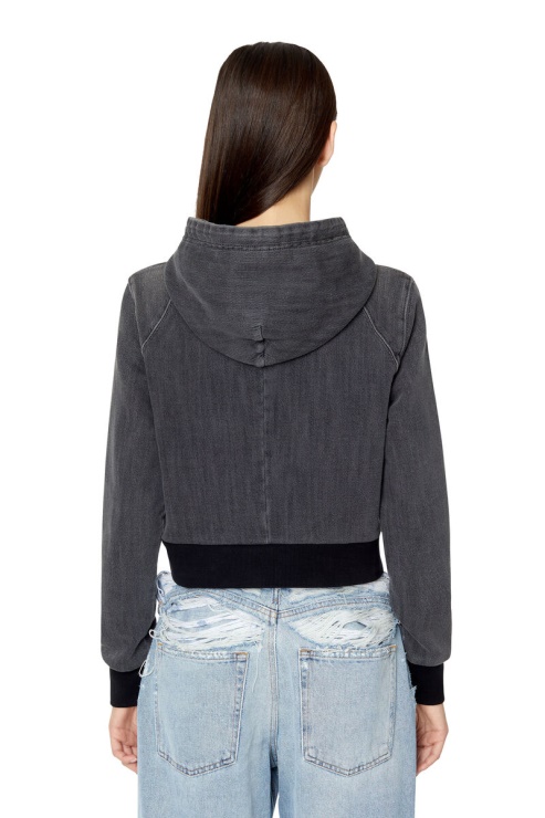 Sweat à Capuche En Denim Noir D-angy Track Diesel