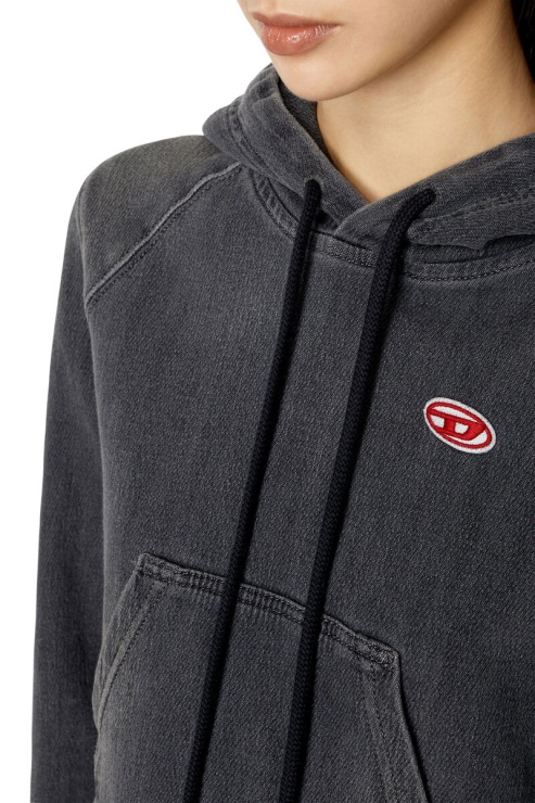 Sweat à Capuche En Denim Noir D-angy Track Diesel