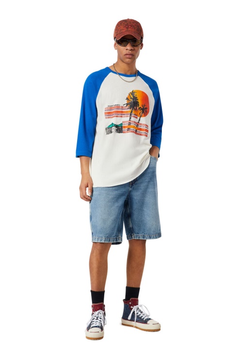 T-bicolore Diesel Bleu/blanc