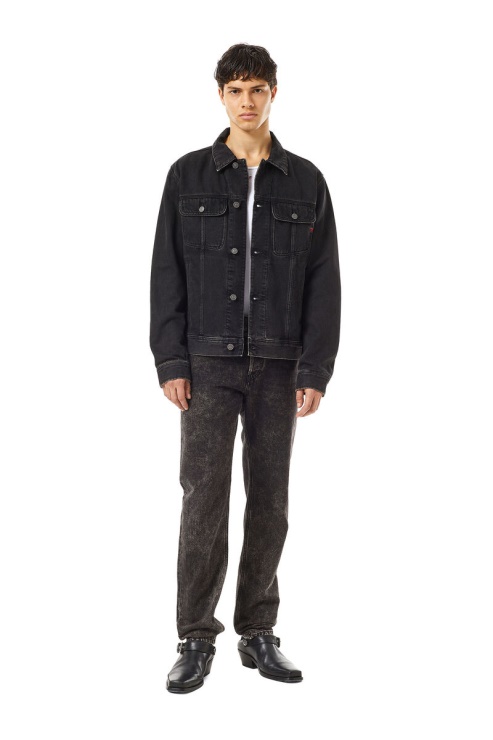 D-barcy Trucker Jacket Diesel En Noir/gris Foncé