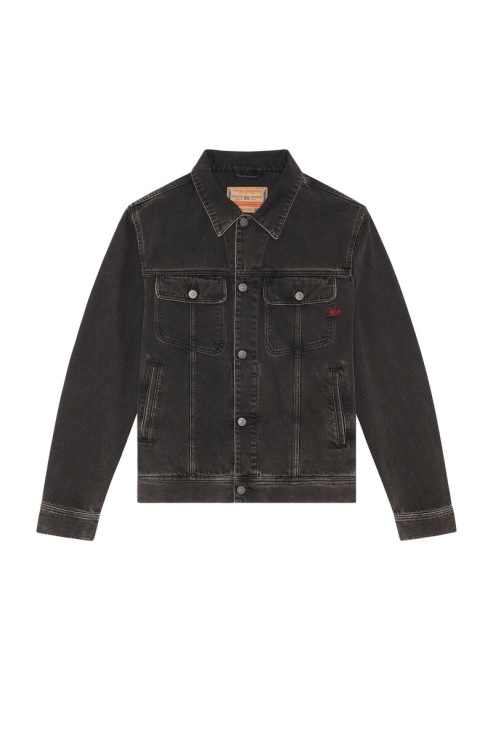 D-barcy Trucker Jacket Diesel En Noir/gris Foncé