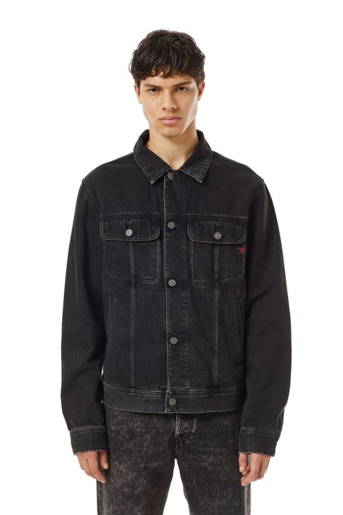 D-barcy Trucker Jacket Diesel En Noir/gris Foncé