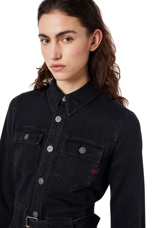 Mini-robe Ceinturée De-minty Diesel Noir/gris Foncé